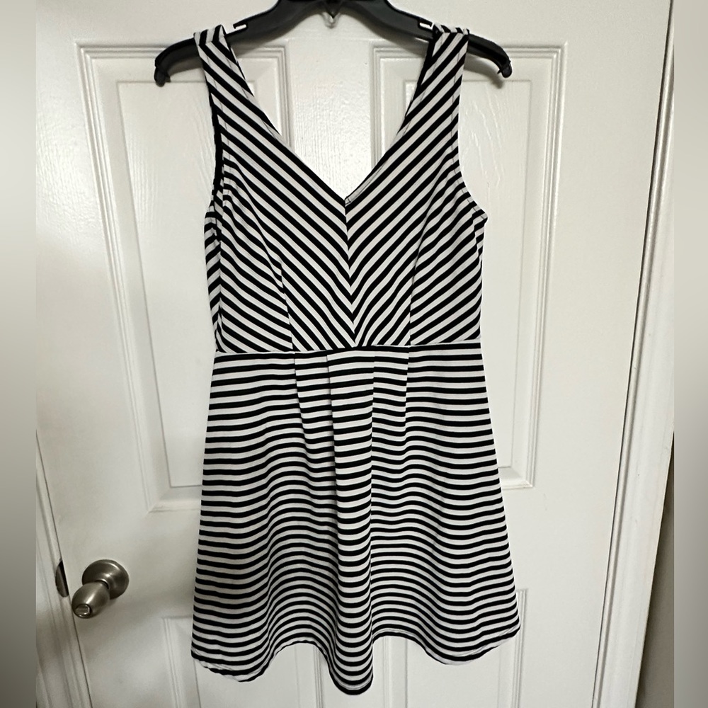 Black and white striped dress